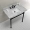 Fauceture KVPB36M8SQ0ST 36" Carrara Marble Vanity Top with Stainless Steel Legs, Marble White/Matte Black KVPB36M8SQ0ST - alternate 4